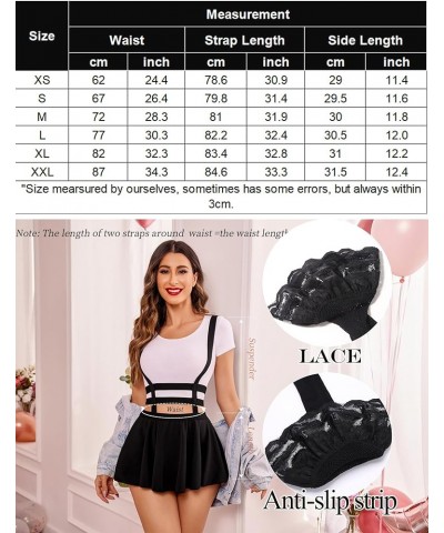 Women Sexy Skirt A-Line Suspender Skirt Pleated Short Braces Skirt Z-black Skirt With Stocking $15.07 Others