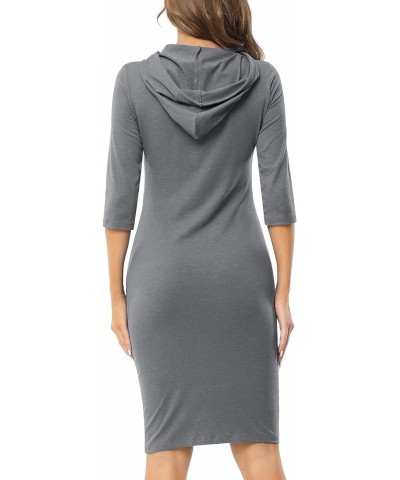 Women's Hoodie Dress Pullover Hoody Dress Casual Fitted Knee Length Dress with Pocket 22new-grey $16.52 Hoodies & Sweatshirts