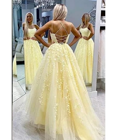 Lace Prom Dresses Long Ball Gowns Spaghetti Straps Tulle Appliques Formal Party Evening Dress for Women Light Grey $38.93 Dre...