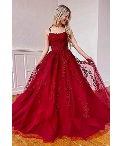 Lace Prom Dresses Long Ball Gowns Spaghetti Straps Tulle Appliques Formal Party Evening Dress for Women Light Grey $38.93 Dre...