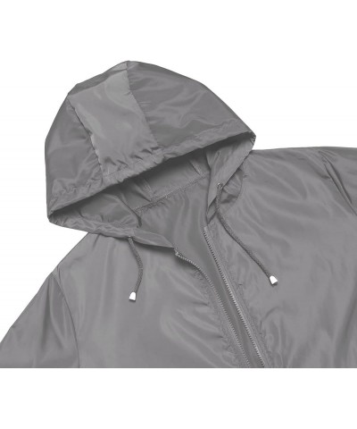 Women's Waterproof Raincoat Lightweight Rain Jacket Hooded Windbreaker with Pocket for Outdoor Light Grey $17.02 Coats