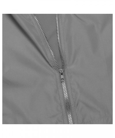 Women's Waterproof Raincoat Lightweight Rain Jacket Hooded Windbreaker with Pocket for Outdoor Light Grey $17.02 Coats