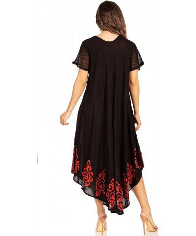 Batik Hindi Cap Sleeve Caftan Dress/Cover Up Rust / Black $17.81 Dresses