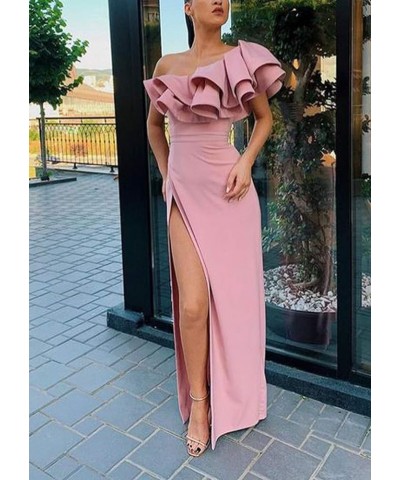 Women's Mermaid One Shoulder Ruffles Prom Dresses Evening Gowns B-purple $46.70 Dresses