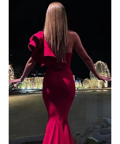 Women's Mermaid One Shoulder Ruffles Prom Dresses Evening Gowns B-purple $46.70 Dresses