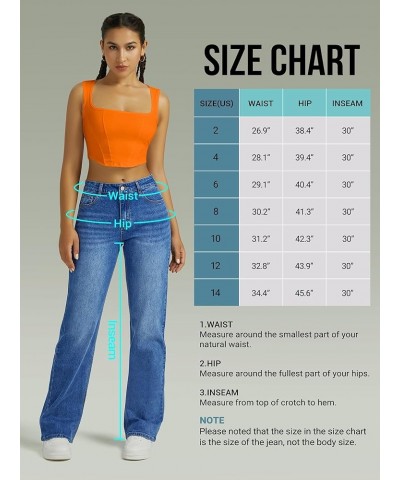 Straight Leg Jeans for Women,High Waisted Wide Leg Loose Microelastic Boyfried Denim Pants Blue $23.50 Jeans