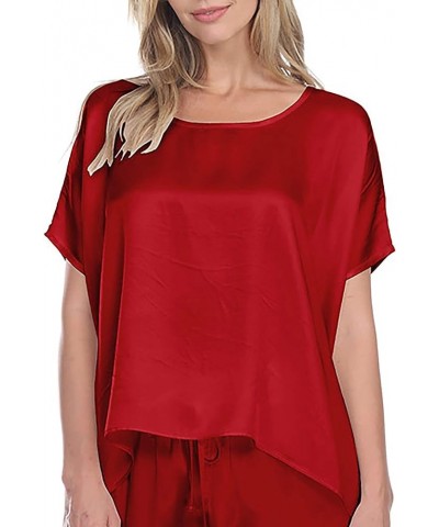 Roxxy Satin Lounge Top Red $31.81 Tops