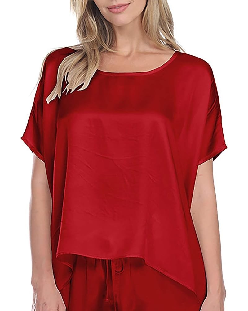 Roxxy Satin Lounge Top Red $31.81 Tops