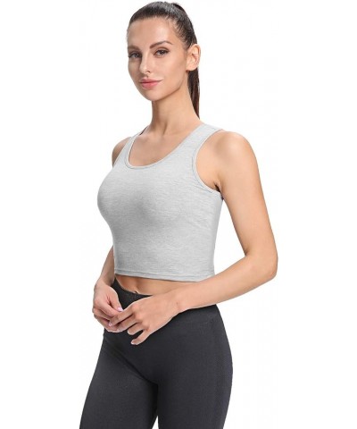 Basic Sports Crop Tank Tops for Women Cropped Racerback Tanks Workout Exercise Yoga Tops 4 Pieces 4 Pack-black/White/Black/Gr...