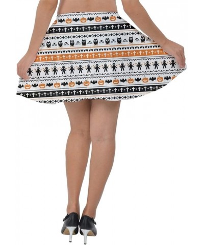 Womens Casual Mini Skirt Halloween Pattern Kawaii Cartoon Pattern Cute Ghosts Velvet Skater Skirt, XS-3XL White Doll $17.97 S...