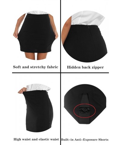 Women's Elastic Waist Knee-Length Bodycon Pencil Skirt - Flattering Office Attire Bodycon Skirt Black $13.24 Skirts