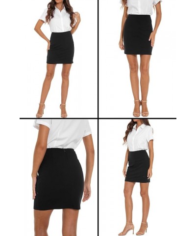 Women's Elastic Waist Knee-Length Bodycon Pencil Skirt - Flattering Office Attire Bodycon Skirt Black $13.24 Skirts