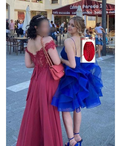 Women's Puffy Ruffle Short Homecoming Dress Tull Tutu Prom Dress V Neck Formal Party Gown Royal Blue $48.44 Dresses