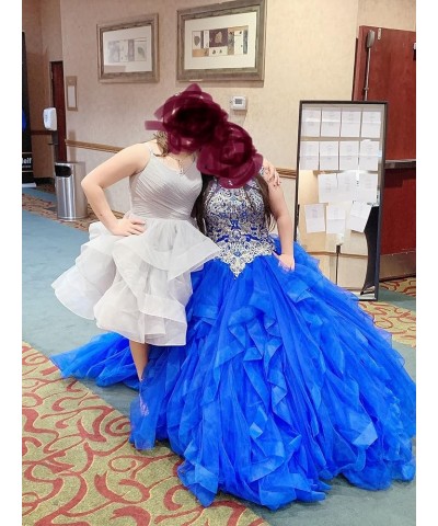 Women's Puffy Ruffle Short Homecoming Dress Tull Tutu Prom Dress V Neck Formal Party Gown Royal Blue $48.44 Dresses