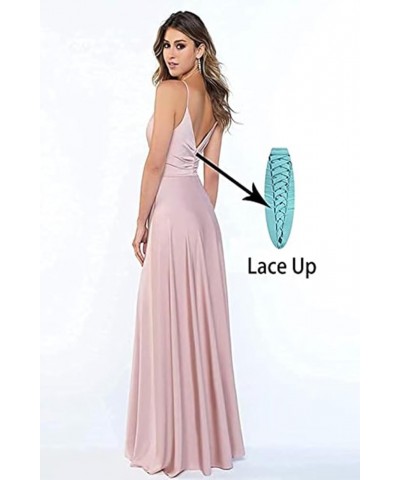 Women's Spaghetti Strap Bridesmaid Dresses with Slit Long A-Line V Neck Satin Formal Evening Party Dress YJY18 Sage $43.98 Dr...