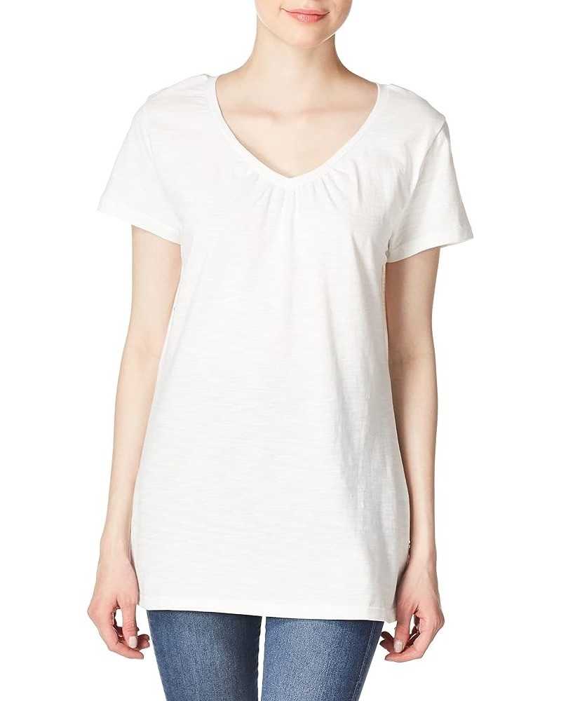 Slub Jersey Shirred V-Neck White $8.79 T-Shirts