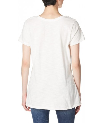 Slub Jersey Shirred V-Neck White $8.79 T-Shirts