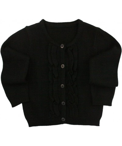 RuffleButts® Baby/Toddler Girls Ruffled Long Sleeve Cardigan Button-Up Sweater Black $15.54 Sweaters