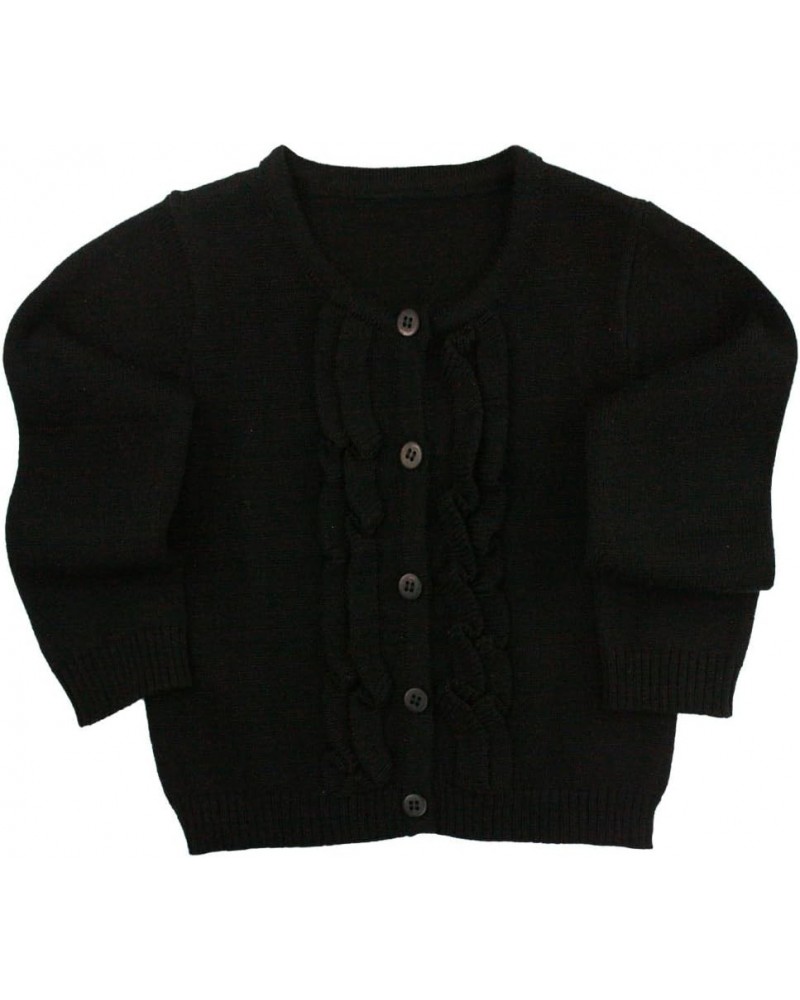 RuffleButts® Baby/Toddler Girls Ruffled Long Sleeve Cardigan Button-Up Sweater Black $15.54 Sweaters