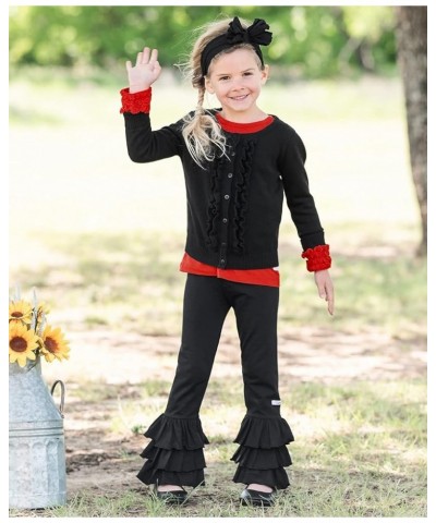 RuffleButts® Baby/Toddler Girls Ruffled Long Sleeve Cardigan Button-Up Sweater Black $15.54 Sweaters