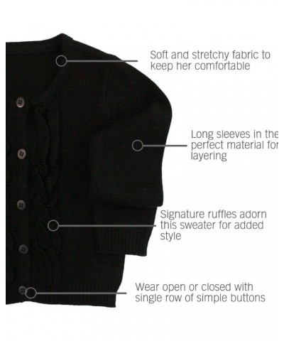 RuffleButts® Baby/Toddler Girls Ruffled Long Sleeve Cardigan Button-Up Sweater Black $15.54 Sweaters