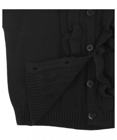 RuffleButts® Baby/Toddler Girls Ruffled Long Sleeve Cardigan Button-Up Sweater Black $15.54 Sweaters