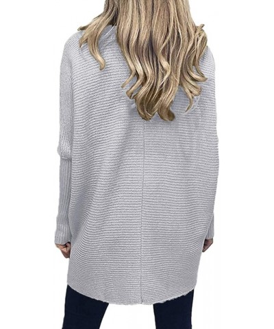 Womens Turtleneck Long Sleeve Sweater Irregular Hem Casual Pullover Knit Tops Grey $25.19 Sweaters