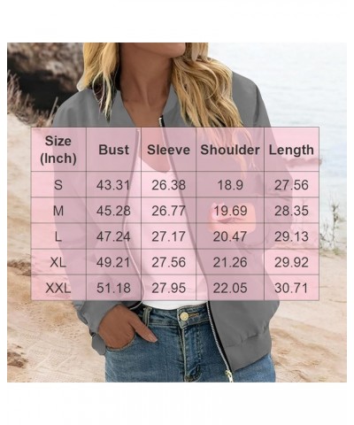 Zip Up Jackets for Women 2023 Trendy Casual Long Sleeve Coats Fall Bomber Jackets Sky Blue $11.39 Jackets