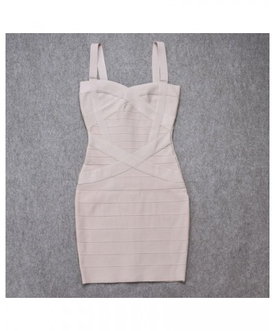 Women's Spaghetti Strap Solid Mini Rayon Bandage Dress Nude $29.40 Dresses