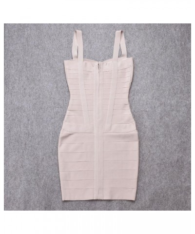 Women's Spaghetti Strap Solid Mini Rayon Bandage Dress Nude $29.40 Dresses