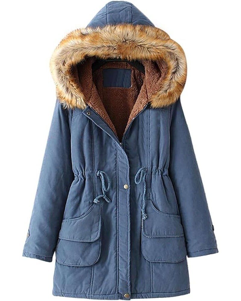 Coats for Women 2023 Fall Winter Warm Fleece Lined Jacket Long Sleeve Casual Fuzzy Faux Fur Hooded Coat Outwear V+blue $11.72...