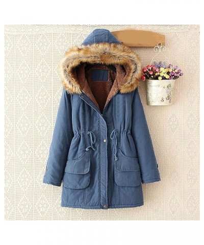 Coats for Women 2023 Fall Winter Warm Fleece Lined Jacket Long Sleeve Casual Fuzzy Faux Fur Hooded Coat Outwear V+blue $11.72...