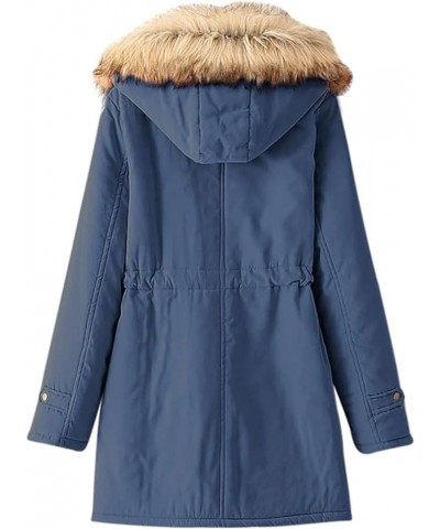 Coats for Women 2023 Fall Winter Warm Fleece Lined Jacket Long Sleeve Casual Fuzzy Faux Fur Hooded Coat Outwear V+blue $11.72...