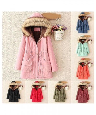 Coats for Women 2023 Fall Winter Warm Fleece Lined Jacket Long Sleeve Casual Fuzzy Faux Fur Hooded Coat Outwear V+blue $11.72...