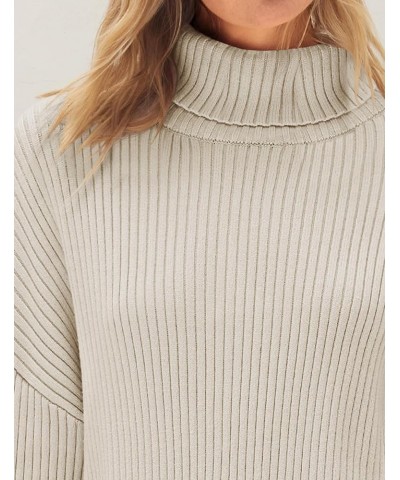 Women's 2024 Winter Sweaters High Neck Long Sleeve Chunky Knit Oversized Side Slit Pullover Sweater Jumper Tops Stone $21.60 ...