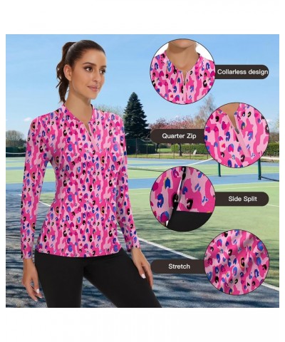 Women's Puff Long Sleeve Athletic Golf Shirts Half Zip Pullover Collared Workout Sweatshirt Running Tennis Top Collarless-pur...