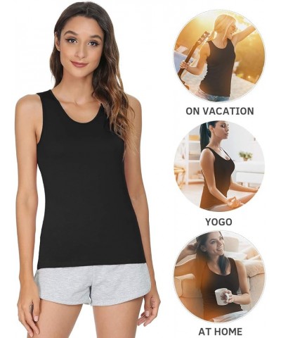 Womens Supersoft Camisole Stretch Casual Tank Tops 3 Pack - Black/Black/Black $13.75 Tanks