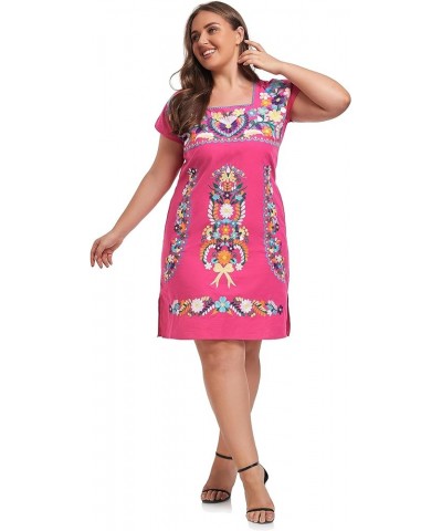 Women's Mexican Embroidered Plus Size Dress Square Neck Floral Causal Fiesta XXL Dress F629mr $26.99 Dresses