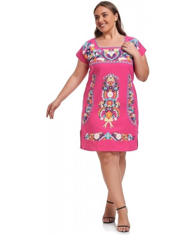 Women's Mexican Embroidered Plus Size Dress Square Neck Floral Causal Fiesta XXL Dress F629mr $26.99 Dresses