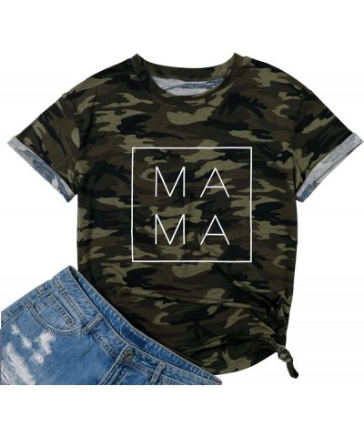 Tie Dye Shirt Women Mom Life Tshirts Mama Letter Printed Clothes Casual Short Sleeve Tees Tops Camouflage $13.50 T-Shirts