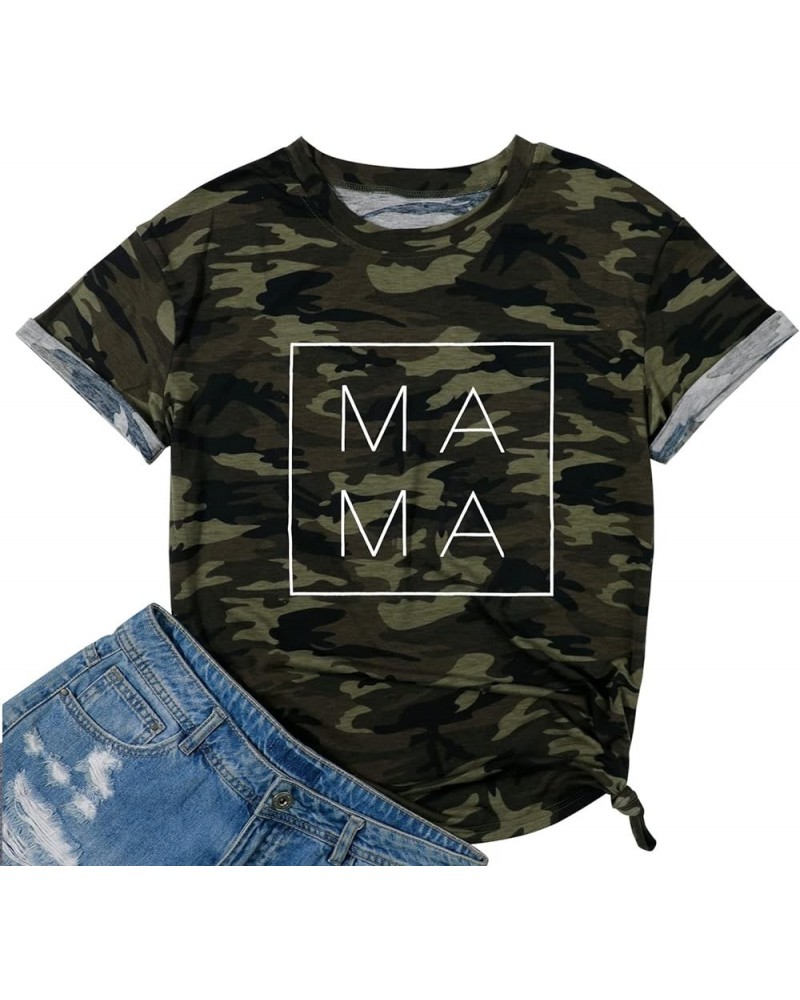 Tie Dye Shirt Women Mom Life Tshirts Mama Letter Printed Clothes Casual Short Sleeve Tees Tops Camouflage $13.50 T-Shirts