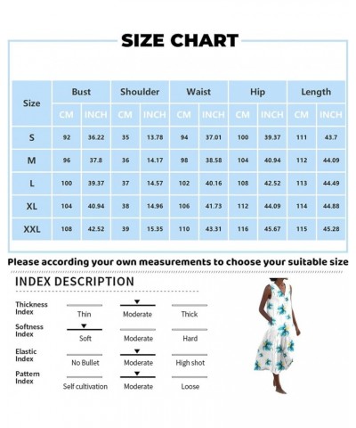 Women's Summer Maxi Dress Solid Sleeveless V Neck Button Down with Pockets Swing Flowy Sundress Print Casual Dresses 16-sky B...