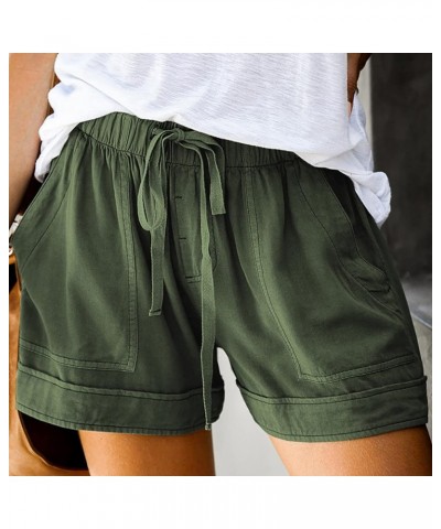 Shorts for Women 2024 Summer Drawstring Shorts Casual Lightweight Shorts with Pockets Elastic High Waisted Shorts Army Green ...