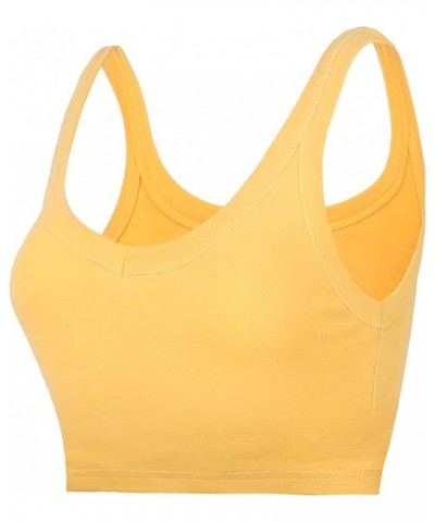 Women's Slim Fit V-Neck Cropped Tank Tops Sleeveless Spandex Knit 14-yellow $8.47 Tanks