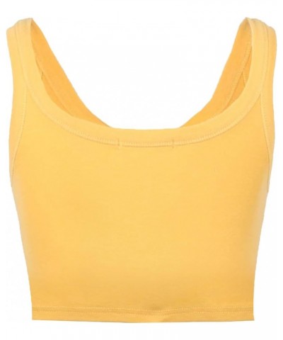 Women's Slim Fit V-Neck Cropped Tank Tops Sleeveless Spandex Knit 14-yellow $8.47 Tanks