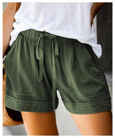 Shorts for Women 2024 Summer Drawstring Shorts Casual Lightweight Shorts with Pockets Elastic High Waisted Shorts Army Green ...