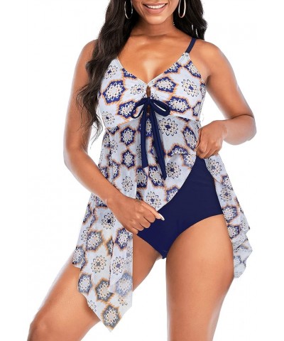 Womens Swimsuits Tummy Control Bathing Suits One Piece Swimsuit Women Flowy Swimdress with Bottom Swim Suit White Flower $14....