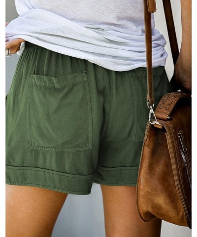 Shorts for Women 2024 Summer Drawstring Shorts Casual Lightweight Shorts with Pockets Elastic High Waisted Shorts Army Green ...