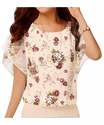 Women's Loose Casual Short Sleeve Chiffon Top T-Shirt Blouse Jasmine-light Yellow $10.39 Blouses