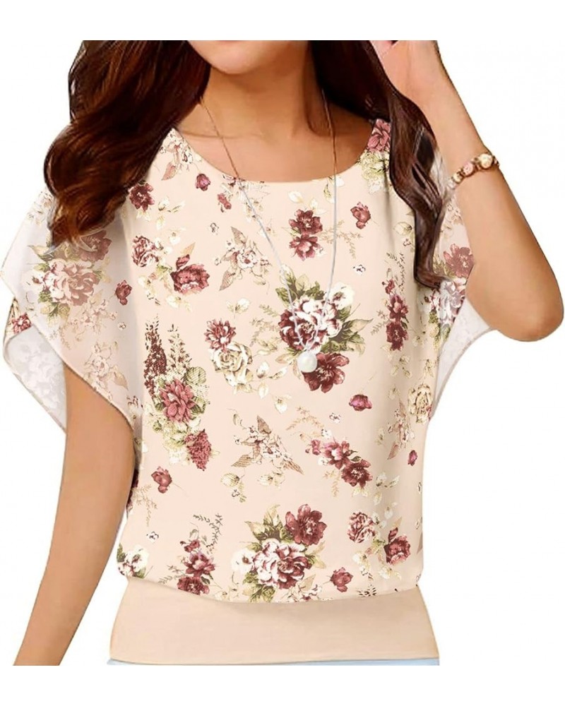 Women's Loose Casual Short Sleeve Chiffon Top T-Shirt Blouse Jasmine-light Yellow $10.39 Blouses